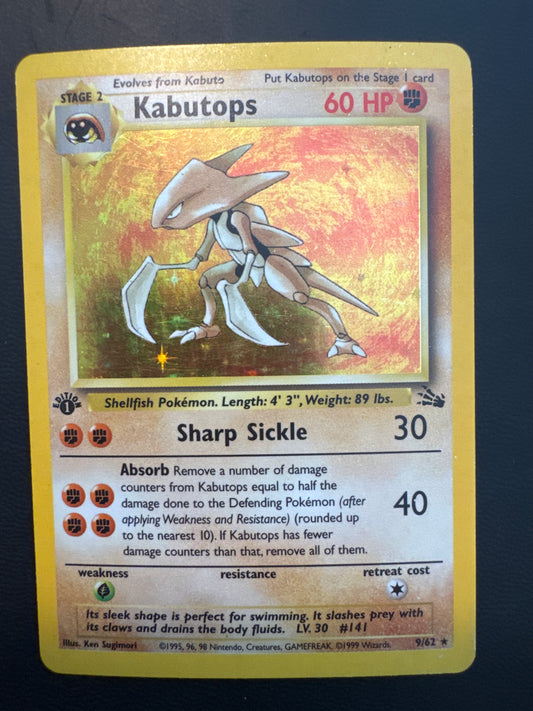 1st edition fossil Kabutops Holo 9/62 MP