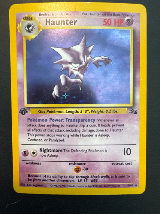 1st edition Fossil Haunter MP holo 6/62